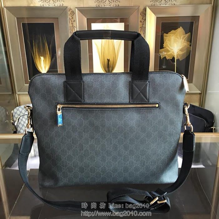 GUCCI 古馳男包 新款 854361 Gucci專用進口雙G防水料配頭層牛皮 大號 男士手提包